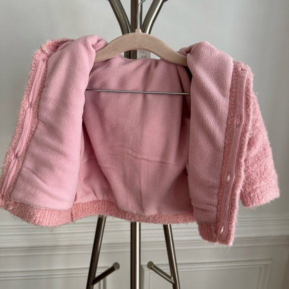 NEW H&M Cozy and Fleece Interior Pink Baby Girl Hooded Jacket - Picture 3 of 5